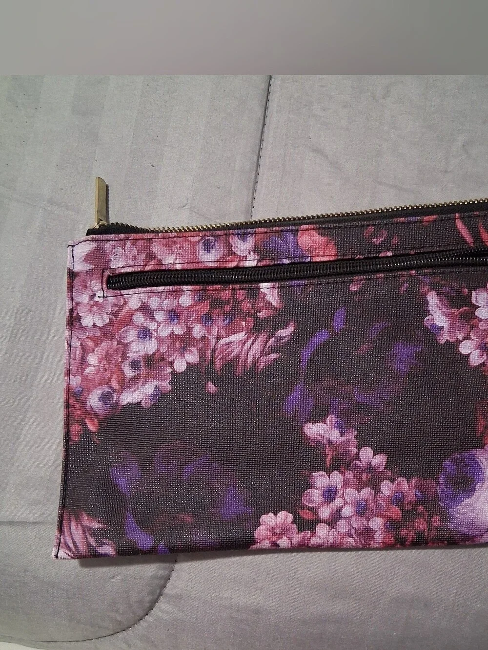 Floral Zip Clutch Wallet - Purple Pink Floral